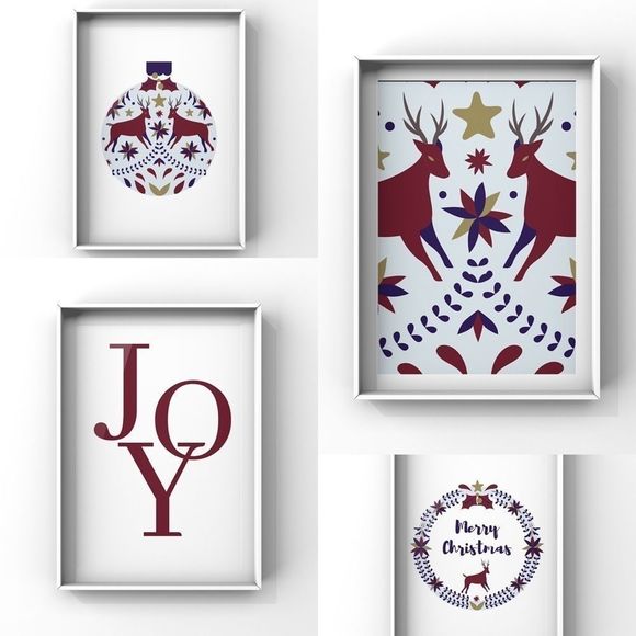 Triad Art & Design Other - Limited edition modern minimalist Christmas illustration ornament art print set